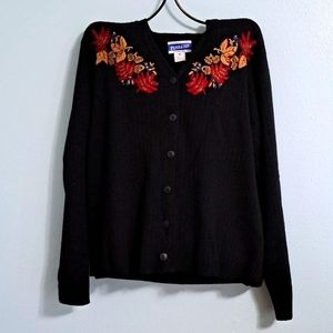 Vintage Pendleton Embroidered Cardigan Sweater Size medium Wool Blend